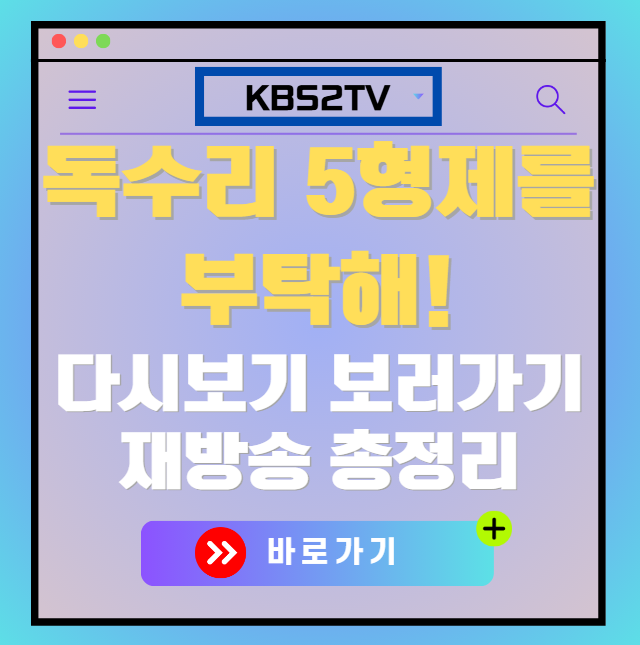 독수리 5형제를 부탁해 다시보기, 재방송 보러가기, OTT 출연진 모든 정보