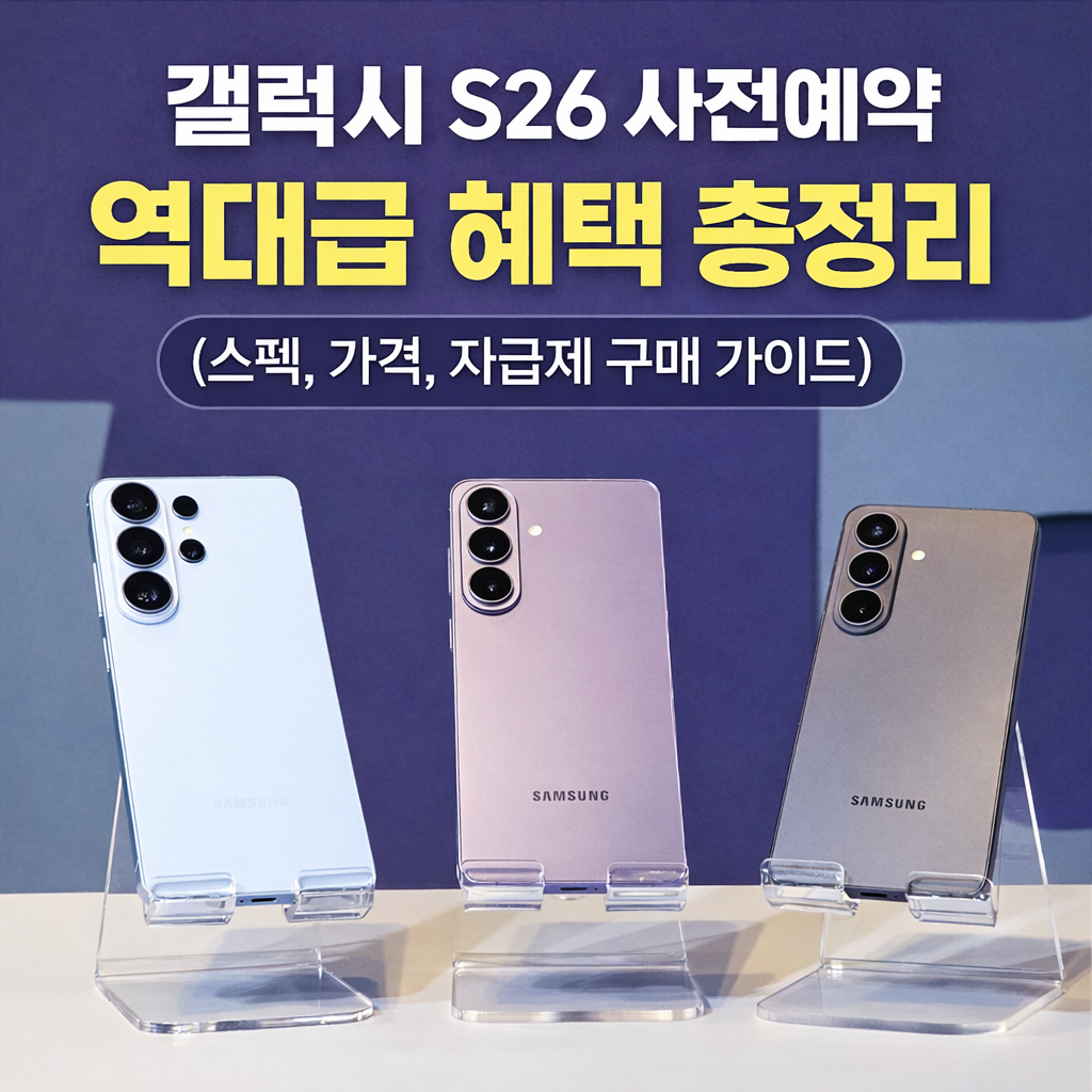 갤럭시 S26 3가지 색상: 스펙, 가격, 자급제 구매 가이드. 삼성 스마트폰.
