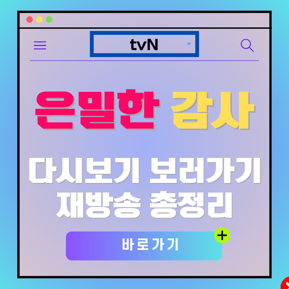 tvN 은밀한 감사 다시보기 광고 이미지. "은밀한 감사 다시보기 보러가기" 텍스트 포함.